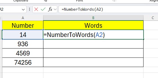 Convert Number to Words in Excel